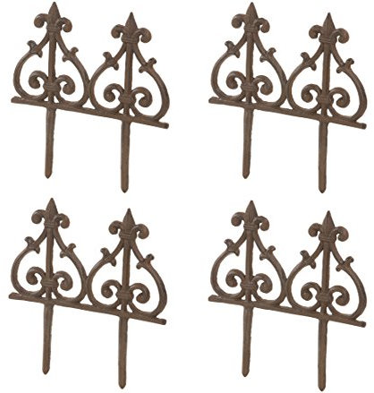 Dehner Lot de 4 Bordures de Parterre nostalgiques, env. 30,5 x 29,5 x 1 cm, Fonte, Couleur Rouille