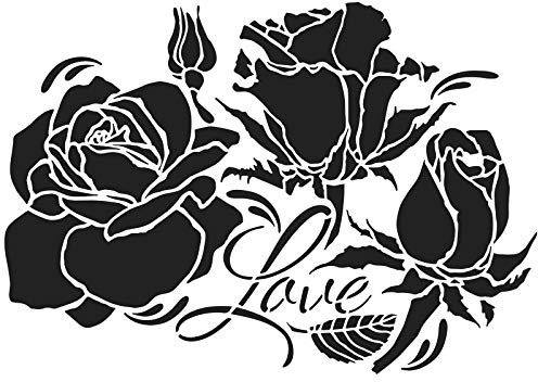 Ideen mit Herz Laserplastmall | DIN A4 | Perfekt för textildesign, väggdesign, fönster, papper, scrapbooking, barn, hantverk, gör-det-själv (rosor | Love)