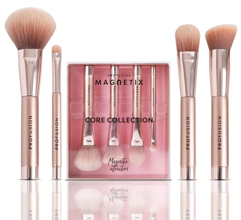 Profusion Cosmetics MAGNETIX CORE COLLECTION Magnetic Makeup Brushes Set with Magnet Makeup Brush Drying Rack Metal Stand Premium Powder Blusher Eyeshadow Concealer Blending Brush Kit and Tools