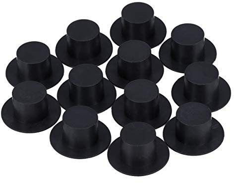 Tomaibaby 50Pcs Weihnachten Mini Schwarz Zylinder Hüte Mini Schneemann Hüte Santa Hüte Kappen Weihnachten DIY Handwerk Ornament Größe L (Schwarz)