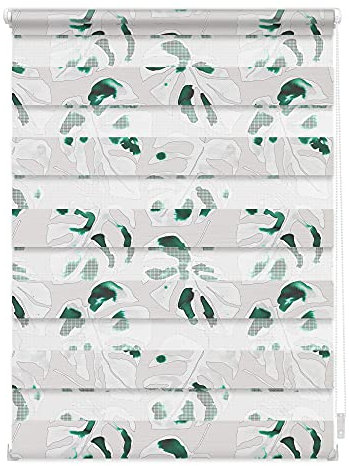Lichtblick Doppelrollo Klemmfix ohne Bohren mit Motiv, Monstera - Schwarz, Blickdicht, Made in Germany, Klemmträger, Julia Schumacher 45 cm x 150 cm (B x L)
