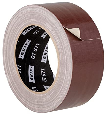 GRIP Eventbasics Ruban adhésif en tissu marron (marron foncé) - 50 mm x 25 m - Gaffa Tape GT 571 - Très forte adhérence - Ruban adhésif professionnel en tissu pour marquage, bricolage, fixation,