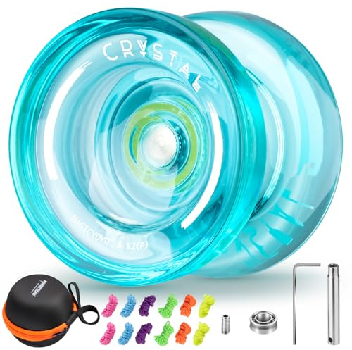 MAGICYOYO K2 Plus Responsive Yoyo for Kids 8-12 , Dual Purpose Plastic Yo-yo for Beginner, Replacement Unresponsive Bearing for Intermediate Advanced, + Bearing Remover (Crystal Green)