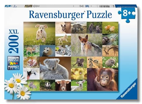 Ravensburger barnpussel - 13353 söta babydjur - 200 bit pussel för barn från 8 år och uppåt