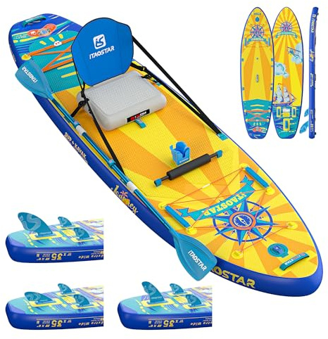 iTAOSTAR J07A 35 Extra Wide Stand Up Paddle Board, More Balance Inflatable Paddle Board with 5 Fins for Beginner，Paddle Boards for Adults of All Skill Levels