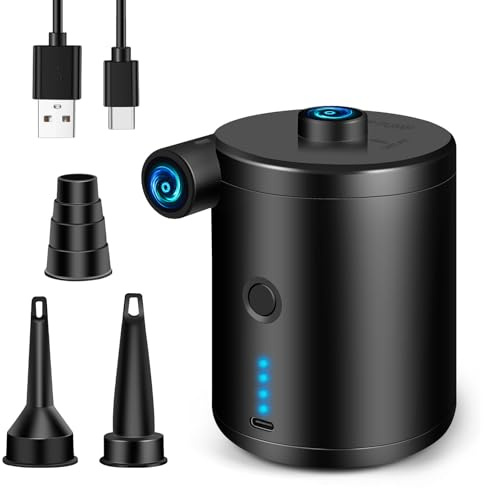 JOPHEK Pompe à Air Électrique, 4000 mAh Gonfleur Electrique avec USB Gonfleur Matelas Gonflable avec 3 Buses d'air Portable Pompe Electrique pour Matelas Camping Bateau Pneumatique