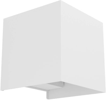 Eglo Applique murale intérieure LED Valmontone, lampe d’intérieur cube, éclairage indirect pour chambre à coucher et salon, spot mural en métal blanc, blanc chaud, 10 x 10 cm