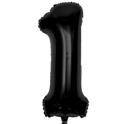 Elizakumi Black Number 1 Balloon Large 1th Birthday Anniversary Helium Foil Number Balloon 1 Black / 40inch Party Deco