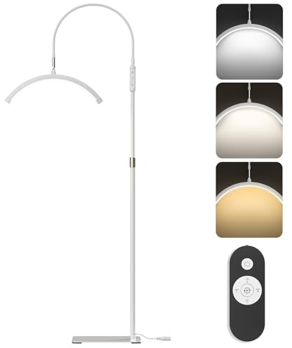 MeoYlaery Half Moon Light,Beauty Lamp Floor Standing,Lash Light for Eyelash Extensions,360° Rotating Light Head,3 Color Temperature,Half Moon Ring Lamp for Eyelash Extensions (White, 18inch)