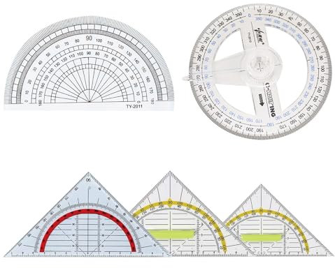 5 Pcs Geodreieck Set,Geodreieck Klein,Bruchsicher Geo Dreieck,Geometrie Biegbar Geodreiecken, Grundschule Set Triangle,Geeignet für Schulen, Büros, Vermessung Und Kartierung(Kunststoffmaterial)