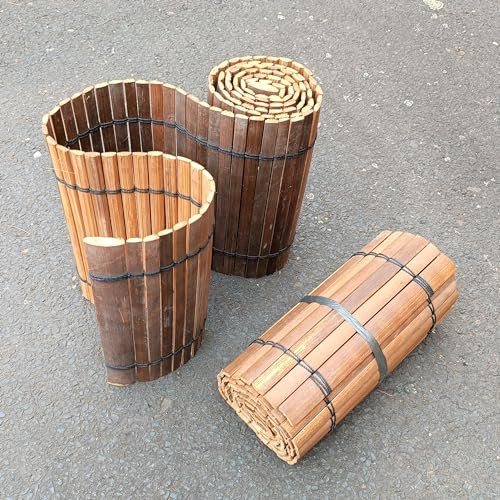 Lot de 2 bordures de parterre flexibles et filigranées en lattes de bambou, pour parterres et bacs à mortier, longueur : 200 cm (hauteur 50 cm)
