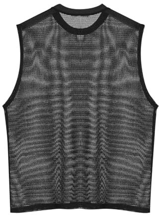DaPongZhi Maglia Sexy Trasparente Maglia a Rete Uomo Magliette Intime Uomo Guardare Attraverso Canottiera Senza Maniche Palestra Mesh Fishnet Trasparenti Maglietta Intima