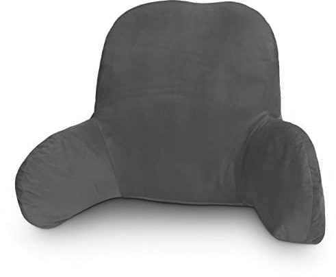 CROWNSHOP Reading Pillow, Lumbar Support Cushion with Removable Cover TV Relax Sofa Chair Back Supports Plush Backrest for Pregnancy Arm Back Head Support, 58x40x25cm (Dark Grey)