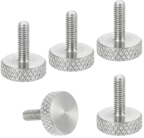 sourcing map M2.5x8mm Vernier Caliper Screws, 304 Stainless Steel Flat Head Thumb Screws Metric Diamond Knurled Head Bolts Grip Knobs Hand Tighten Thread Fasteners Lock Position, 5 Pcs