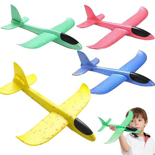 EduPlayte Aereo Polistirolo Bambini, 4 Pezzi Aereo Giocattolo Giochi Bambino 3 4 5 6 7 8 Anni Regalo, Aliante Aeroplano Schiuma Regalo Natale, Giocattolo Grande Giochi Giardino Esterno