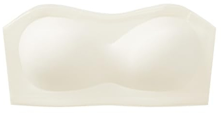 ZYKEJJDDAK Bandeau BH kvinnor halkskydd axelbandslös sömlös yoga bralette vadderad träningstub dam bandeau bh, Vit mjölk, M