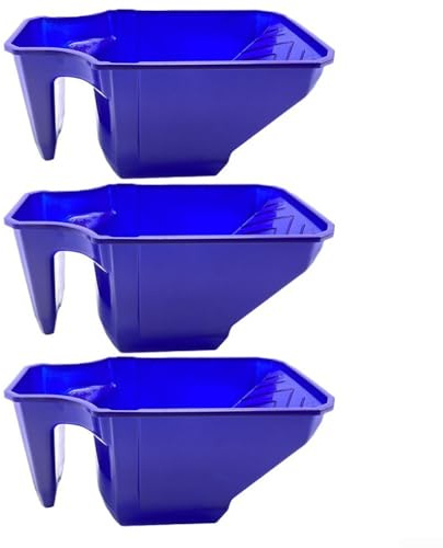 Juego de bandejas de pintura con agarre cómodo, paredes laterales altas para evitar goteos de pintura y rodar bien profundo para una aplicación de pintura estable y uniforme (azul)