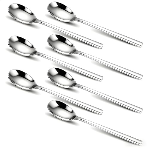 7 st. kaffeskedar 18/8 rostfritt stål, långa teskedar dessertskedar liten kaffe sked äggsked spoons-set, matskedar rostfri espressosked yoghurtsked müslisked glassked 17,5 cm
