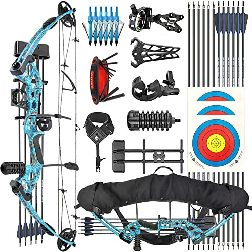 ZSHJGJR Compoundbogen Set Erwachsene 30-60 LBS Bogenschießen Bogen und Pfeil Set Compoundbögen Jagdbogen Sportbogen Compound Bow Bogen und Pfeil Set mit Zubehör Linkshänder Rechtshänder