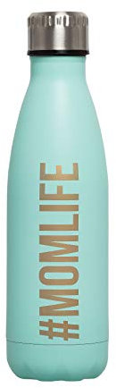 Pearhead #Momlife Edelstahl-Wasserflasche, BPA-frei, Muttertags-Andenken für neue Mütter und werdende Mütter, Reiseflasche, Blaugrün, 500 ml, Blue, Gold
