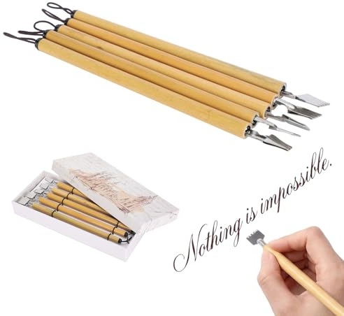 Tissting 5PCS Dip Pen, ensemble de stylo à tremper Fabriqués à Main en Bambou pour Calligraphie Traditionnel Stylo Corps Grip Acier TêTe Dessin Plume pour Dessin et Peinture Manga(Parallel)