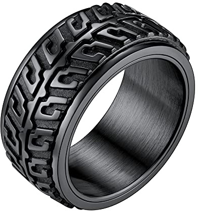 Richsteel Anillo Anti Ansiedad Anillos Giratorios Spinner Fidget Ring Alivio el Estres, Forma Ruedas Negros