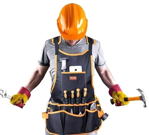 TIYGHI Werkzeugschürzenband Multi-Tool-Arbeitsschürze mit 10 Werkzeugtaschen, Holzbearbeitungsschürze, 600D-Oxford-Stoff, langlebig, wasserdicht, Werkzeugschürze for Tischler