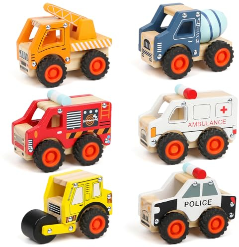 KABENFIS 6 PZ Auto di Legno Giocattoli Educativi per Bambini