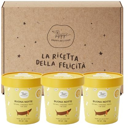 Biscotti per Cani Buonanotte SET X3 | Biscottini 100% Naturali con Camomilla e Valeriana | Snack per Cani ideali per metterli a Dormire, per tutte le taglie ed età | 300 gr. Biscotti Cane Hygge Dog®