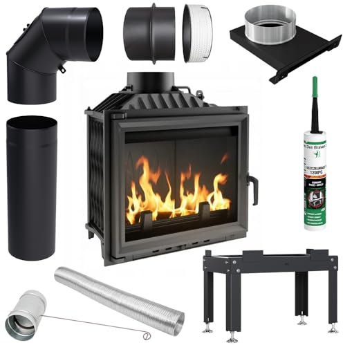 KRATKI Stufa a legna in ghisa ANTEK 10 kW Ø 150 Kit Uscita fumo, Ecodesign - efficiente riscaldamento ecologico per la casa
