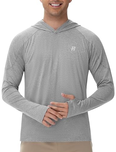 Runhit Camisas de pesca para hombre con capucha UPF 50+ manga larga protección UV SPF Rash Guard correr, senderismo entrenamiento