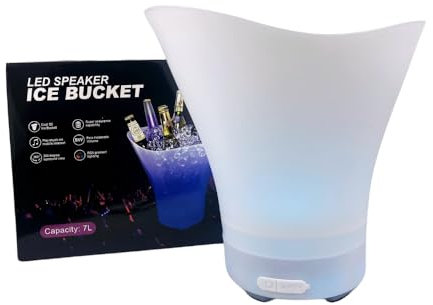 Generico Secchiello Ghiaccio LED da 7 L, Cestello per Champagne con Speaker BT, Seau Glaces Ghiaccio con Luce LED RGB Colorata, Beverage Beer Freezer Bar Club, 32 x 30 x 28 cm
