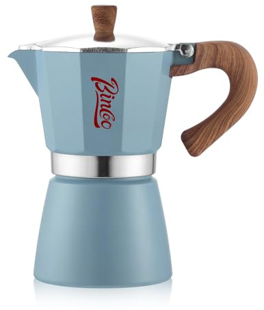 Espresso Maker Stovetop, Moka Pot 3 Cups, Espresso Pot Classic Italian Coffee Maker,Single Safety Valve (Blue, 6 Cup)