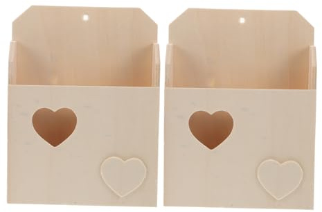 LALADEFIEE Boîte aux Lettres en Bois 2 Pièces Beige, Modèle Cartoon | Colorier Gribouiller, Format Mural pour Projets Diy, Lot de 2 pour Activités Familiales