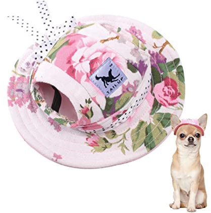 Cappello da sole per cani, regolabile, con fori per le orecchie, cappello estivo con visiera per animali domestici, cappello per sport all'aria aperta, protezione solare per cani di piccola taglia,