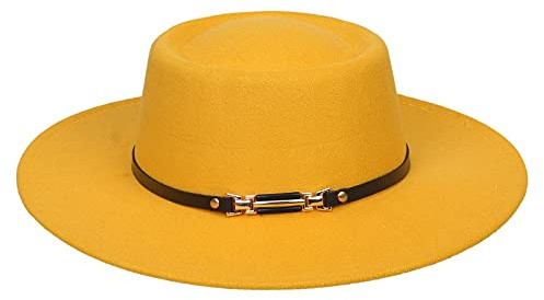 Xiang Ru - Cappello classico con finta pelle e nastro Jazz Fedora Panama grande bordo compleanno Natale