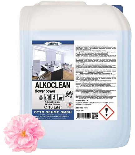 Lorito Alkoclean Flower Power 141 Bodenpflege 10l, Bodenreiniger mit Duft, Hochglanz Reinigungsmittel für PVC, Fliesen und Parkett