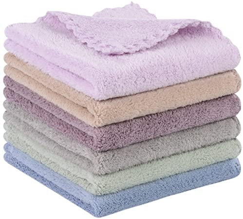 Sunland Mikrofaser Abschminktuch 6 Stück ultraweich Waschlappen Gesicht wiederverwendbar Makeup Entferner Tuch Waschbar Gesichtstücher Mehrfarbig 30 x 30 cm