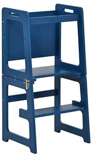 Avenlur Date 4-in-1 Montessori Toddler Tower – Foldable Learning Stool, Desk, Chair & Chalkboard | Solid Wood, Extra Stable, Safety Rails | Ages 1–6