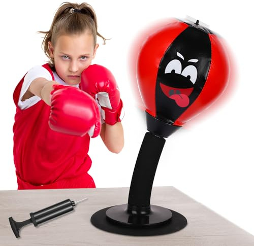 Desktop Punching Bag, Sacco da Boxe da Scrivania con Ventosa Sacco da Boxe da Banco Rage Bag da per Porta Per Bambini Adulti Colleghi Amici Ufficio (Nero Rosso)