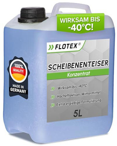 Flotex Scheibenenteiser Auto (5L) hochwirksam & ohne Kratzen | Scheibenfrost Enteiser Auto verhindert zuverlässig Wiedervereisung | Scheiben EIS Entferner sehr effektiv bis -40°C | Made in Germany