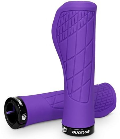 BUCKLOS Single Lock-on Bike Handlebar Grips - Mountain Bike MTB Ergonomic Anti-Slip Handle Grip - Bicycle Comfort Locking Handle Bar for BMX/Cruiser Bike/Scooter (7/8 Black)