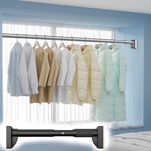 Verstellbar Duschvorhangstange Duschstange, 410CM-500CM, Gardinenstange ohne Bohren, Edelstahl, Kein Bohren Teleskop Kleiderstange, Vorhangstange Klemmstange Teleskopstange, für Badezimmer, Duschkabin