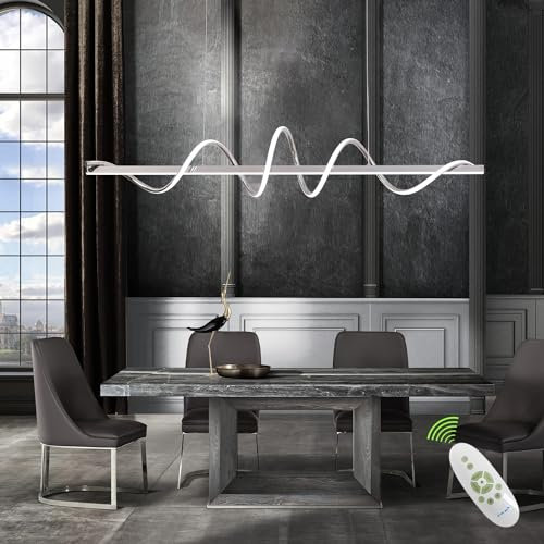 Likflyer Lampada a Sospensione Moderna da Tavolo da Pranzo, L100cm Colore Da Cucina Bar Luce Creativa a LED Colore 10%-100% con Telecomando. Luce a Lampadario Regolabile in Altezza 10-200CM