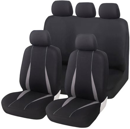 Adunsiaoto 9 Stücke Autositzbezüge Kompletter Satz, Auto-Schonbezug Für Highbacksitz, Universell Einsetzbarer Sitzbezug Perfekter Schutz, Für Die Meisten Auto(Grau)