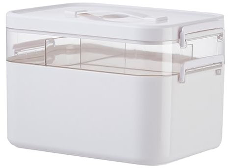 Sightday Medikamenten Aufbewahrung,Medizinbox Hausapotheke box mit Griff und herausnehmbarem Fach,Doppellagig Multifunción Aufbewahrungsbehälter Große Kapazität für Medikamente,Gadgets,Kosmetische(M)