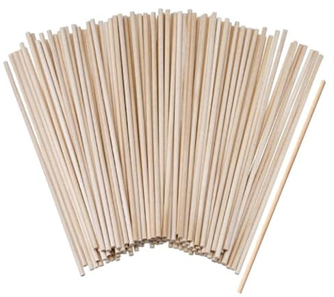CWPFVQA 150 Stück Holz-Bastelstäbchen, Holz, 3,8 mm x 15 cm, Zylinderförmig, Ideal für Heimwerkerhandwerk, Modellbau & Architekturdesign
