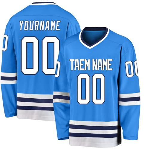 Hockey Jersey Custom Ice Hockey for Mens Personalized Name Number Logo Hockey Practice Jersey for Hockey Fans Youth Styled Blue