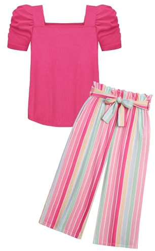 Arshiner Ragazza Set di Abbigliamento Bambina Tshirt con Stampa Pantaloni Set Estate Completi e Coordinati per Ragazze 13-14 anni 160