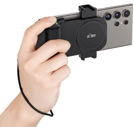 KIWIFOTOS Soporte de Agarre para teléfono Inteligente Mejorado para Mano Gigante Grande con Zoom de Video Desmontable, Control Remoto Bluetooth, grabación de Video Selfie Vlog, Compatible con